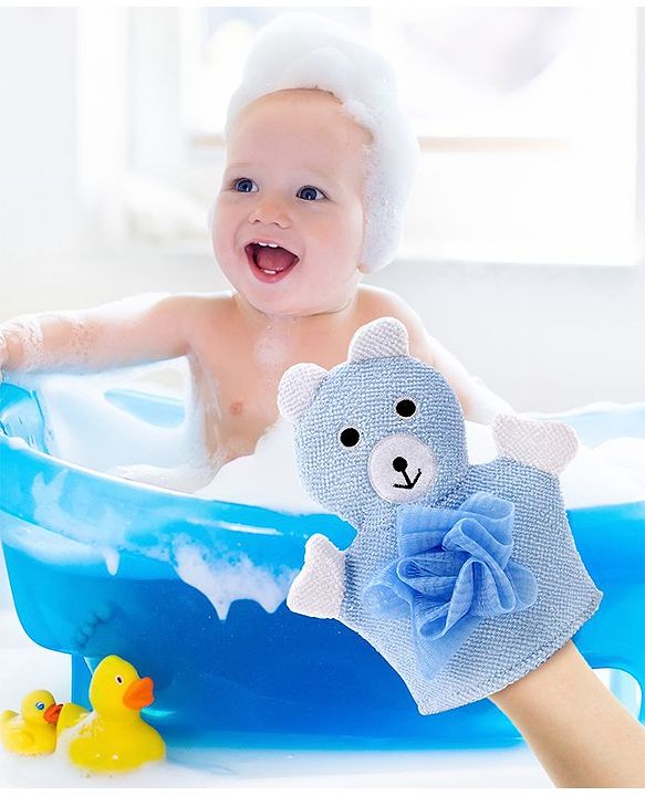 Babyhug Duck Shape Bath Glove With Attached Loofah - Yellow