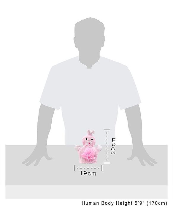 Babyhug Bunny Bath Glove With Attached Loofah - Light Pink