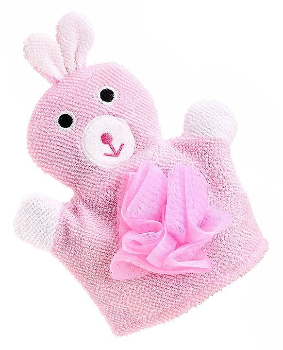 Babyhug Bunny Bath Glove With Attached Loofah - Light Pink