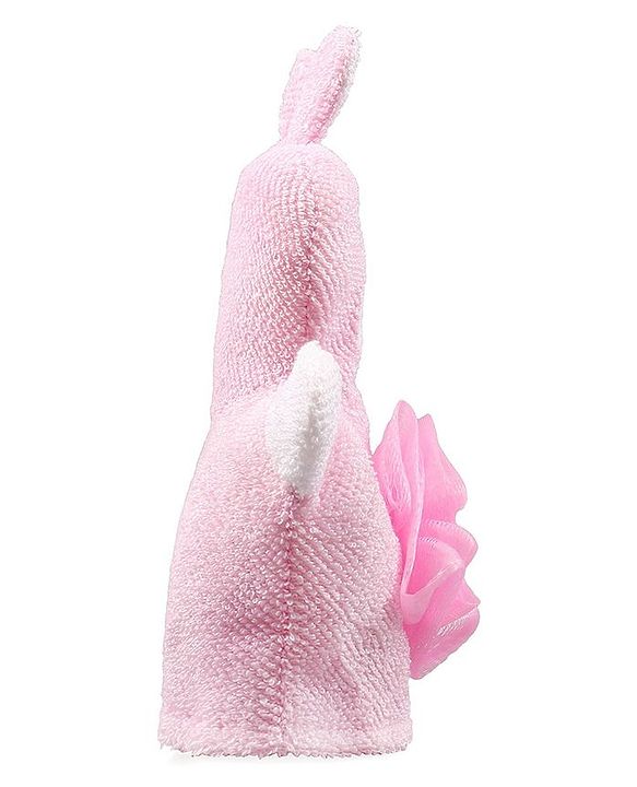 Babyhug Bunny Bath Glove With Attached Loofah - Light Pink
