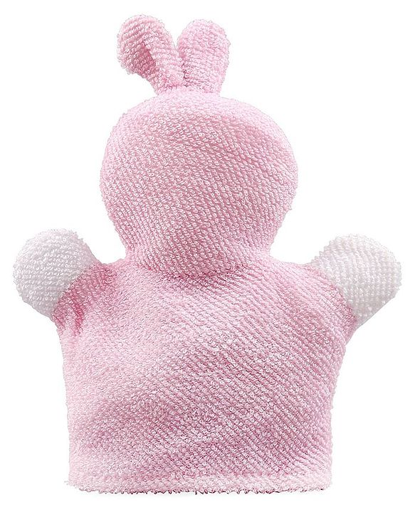 Babyhug Bunny Bath Glove With Attached Loofah - Light Pink