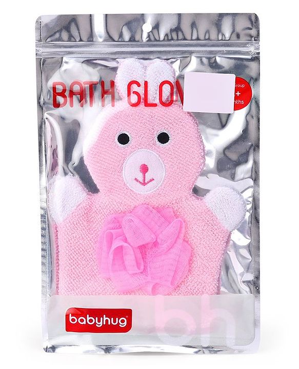 Babyhug Bunny Bath Glove With Attached Loofah - Light Pink