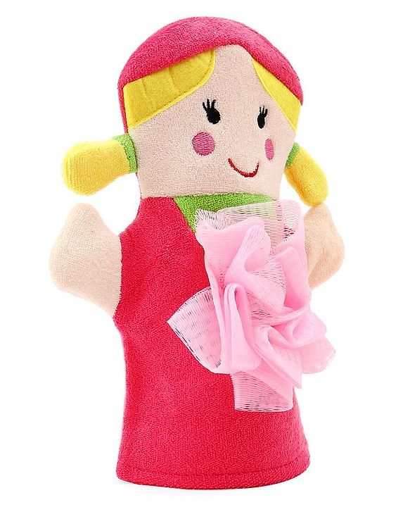 Babyhug Doll Shape Bath Glove With Attached Loofah - Pink
