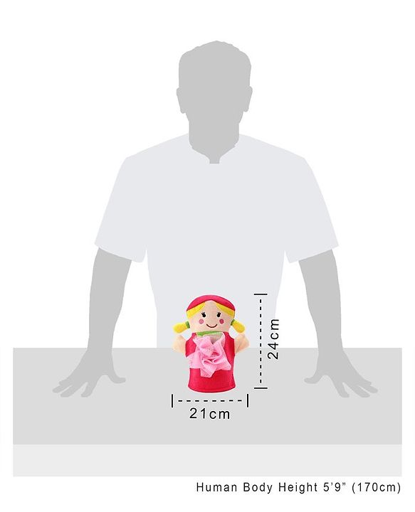 Babyhug Doll Shape Bath Glove With Attached Loofah - Pink