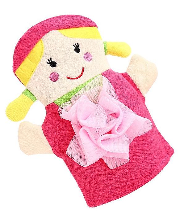 Babyhug Doll Shape Bath Glove With Attached Loofah - Pink