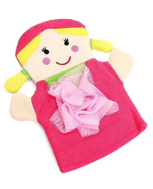 Babyhug Doll Shape Bath Glove With Attached Loofah - Pink
