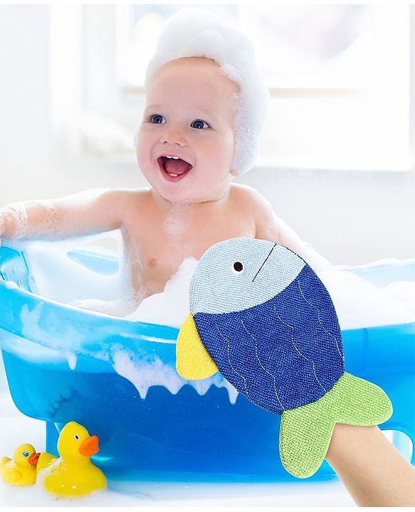 Babyhug Fish Shape Bath Glove - Blue