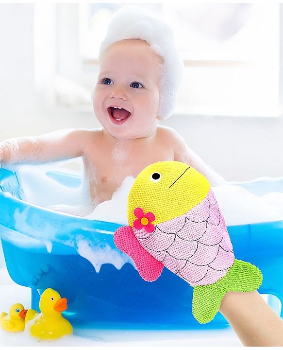 Babyhug Fish Shape Bath Glove - Blue