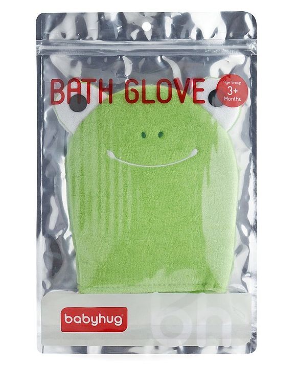 Babyhug Froggy Design Bath Glove - Green
