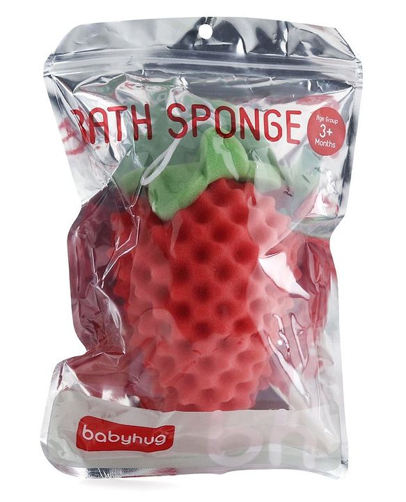 Babyhug Strawberry Shape Bath Sponge - Red