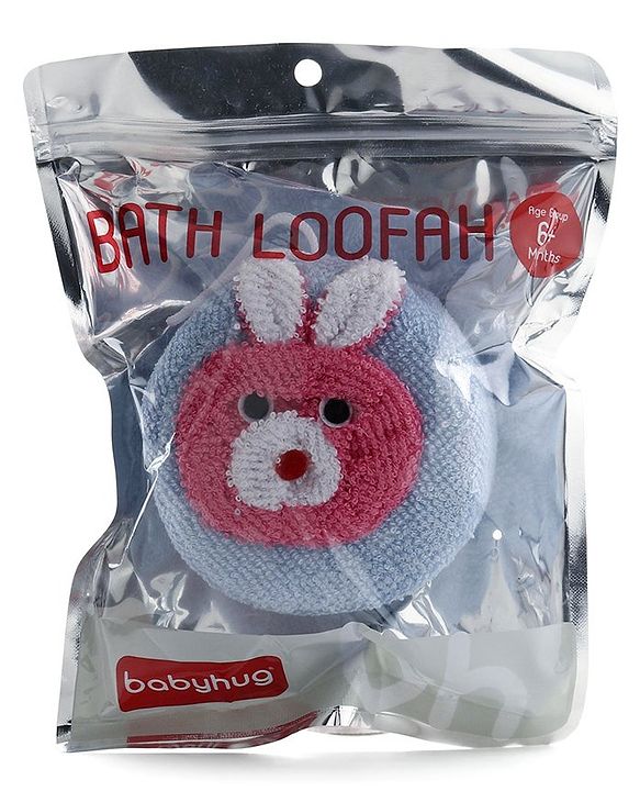Babyhug Bath Sponge Rabbit Face - Blue & Pink