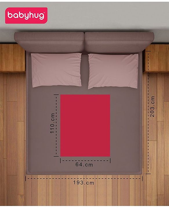 Babyhug Soft Terry Waterproof Mattress Protector Breathable Fitted Cover Sheet - Maroon
