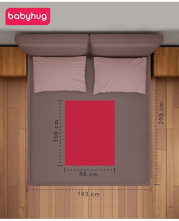 Babyhug Soft Terry Waterproof Mattress Protector Breathable Fitted Cover Sheet - Maroon