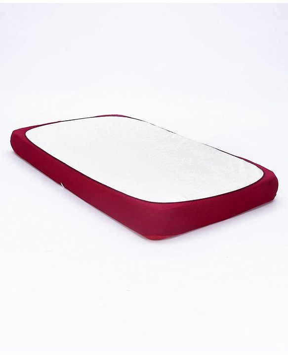 Babyhug Soft Terry Double Bed Waterproof Mattress Protector Breathable Fitted Cover Sheet 78 x 60 Inches Queen Size - Maroon
