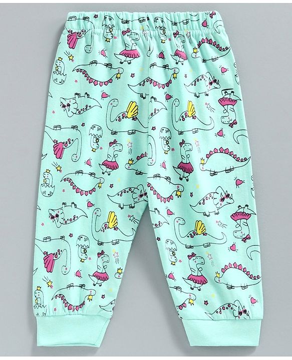 Babyhug Full Length Lounge Pants Dino Print - Green