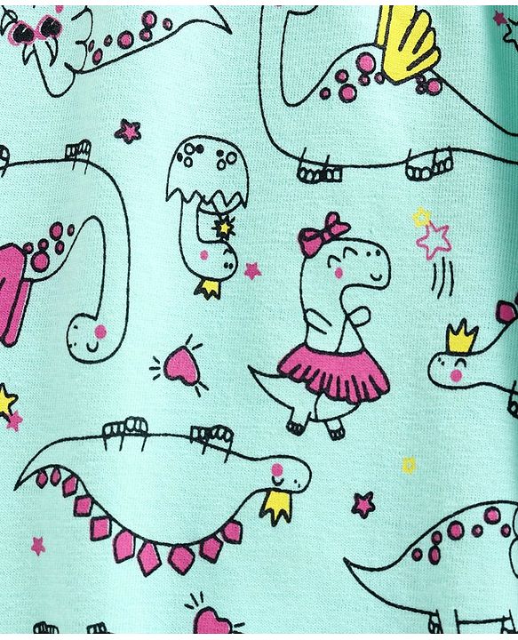 Babyhug Full Length Lounge Pants Dino Print - Green