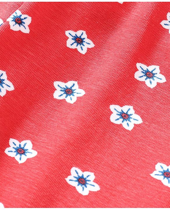 Babyhug Full Length Leggings Floral Print - Red