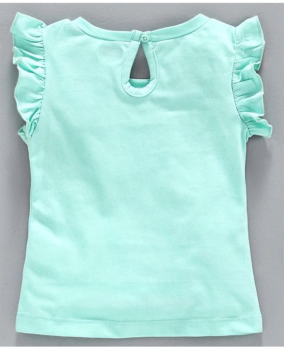 Babyhug Flutter Sleeves Top Embroidered - Green