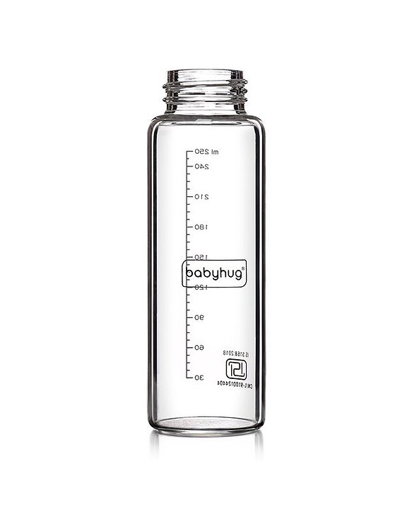 Babyhug Standard Neck Glass Feeding Bottle Blue - 250 ml