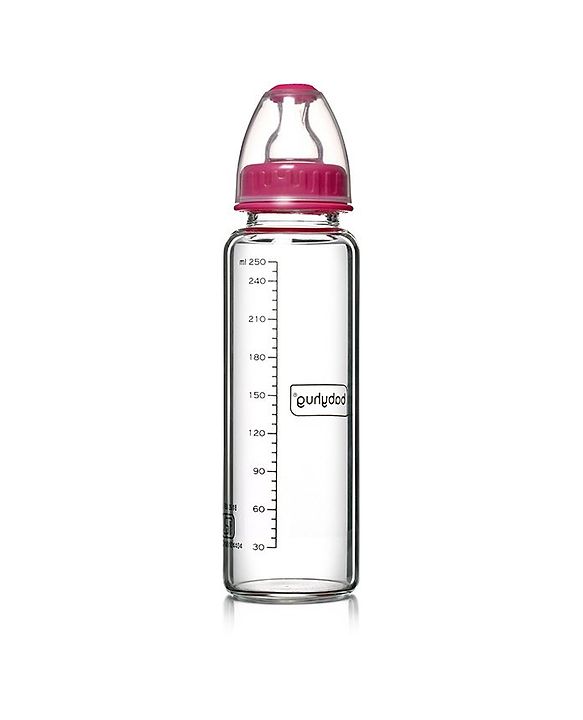 Babyhug Standard Neck Glass Feeding BottlePink - 250 ml