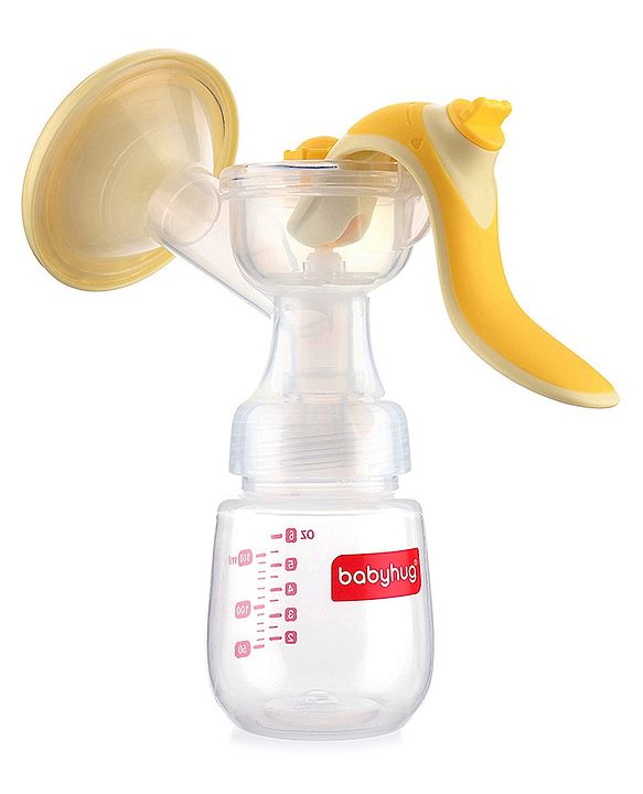 Babyhug Manual Breast Pump with Adjustable Suction & Massage Mode - Yellow