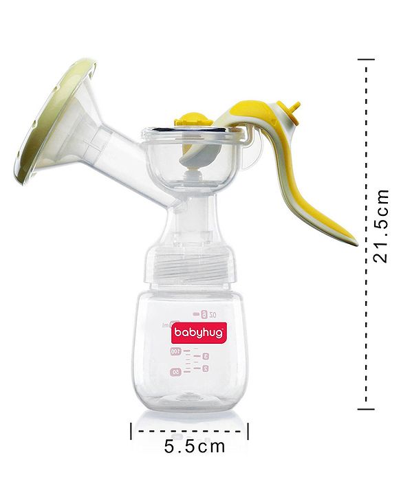 Babyhug Manual Breast Pump with Adjustable Suction & Massage Mode - Yellow