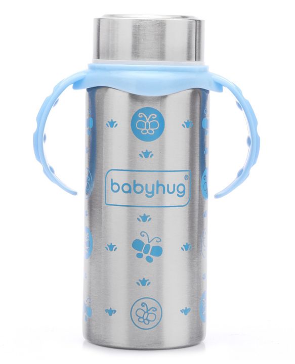 Babyhug 3-in-1 Stainless Steel Bottle with Twin Handles Blue - 180 ml