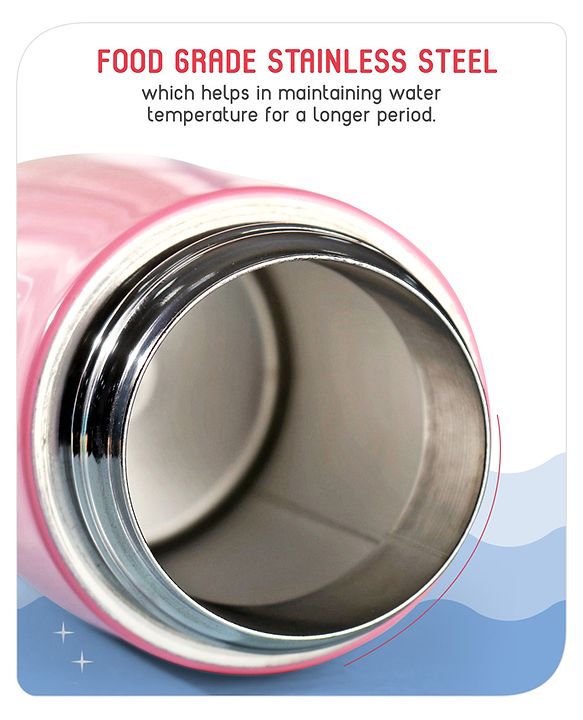 Babyhug Stainless Steel Insulated Sipper Bottle Pink - 350 ml