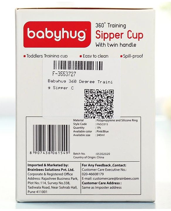 Babyhug 360° Spill Proof Training Sipper Cup Pink - 240 ml