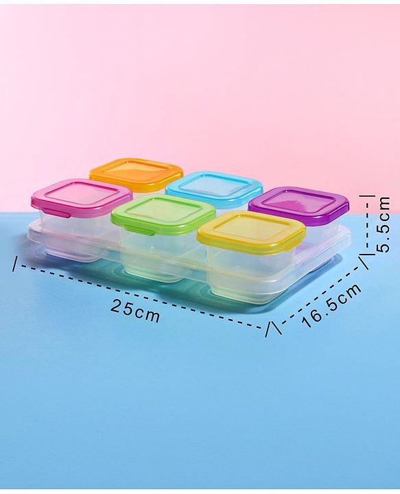 Babyhug Food Storage Containers Set of 6 - Multicolour