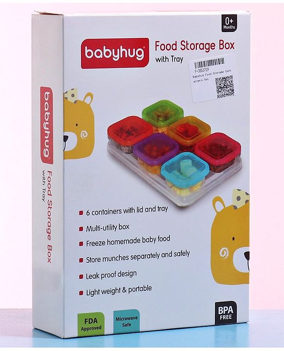 Babyhug Food Storage Containers Set of 6 - Multicolour