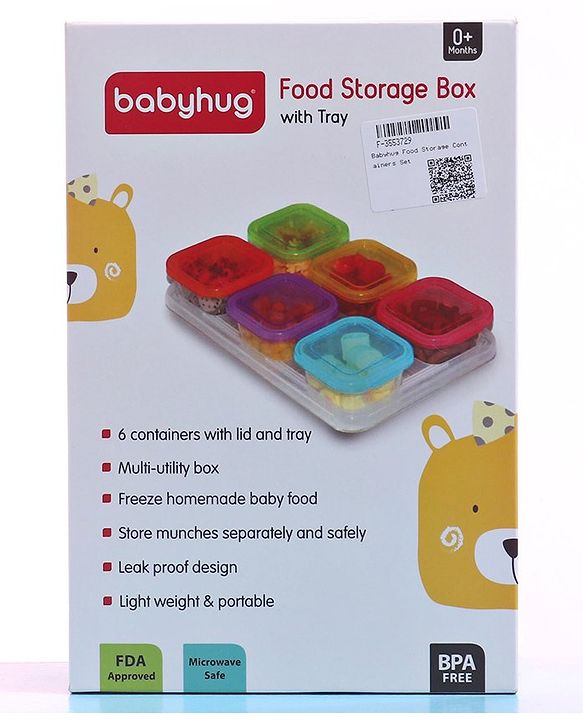 Babyhug Food Storage Containers Set of 6 - Multicolour