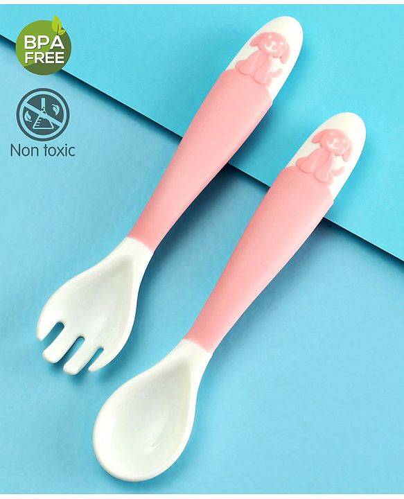 Babyhug Flexible Spoon & Fork Set - Pink