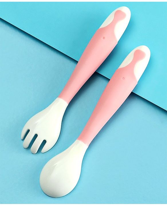 Babyhug Flexible Spoon & Fork Set - Pink
