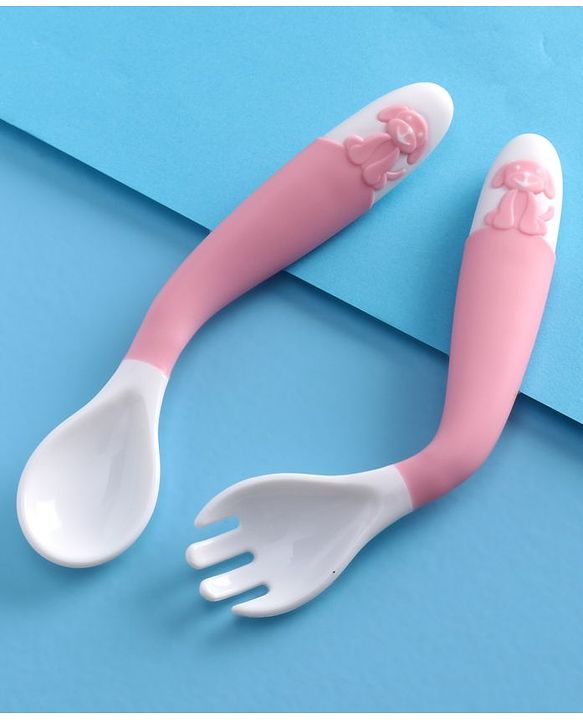 Babyhug Flexible Spoon & Fork Set - Pink