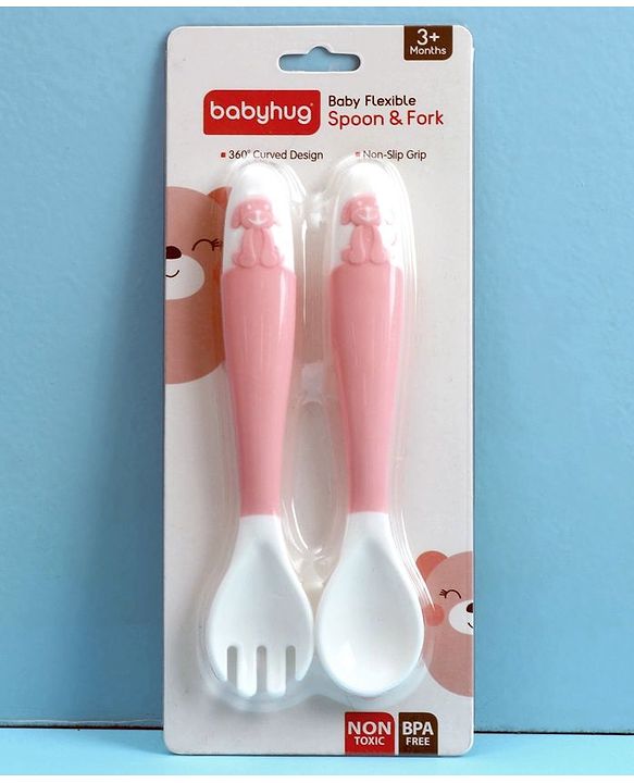Babyhug Flexible Spoon & Fork Set - Pink