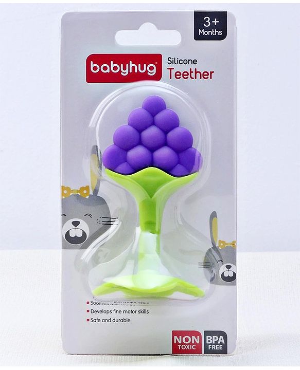 Babyhug Grapes Shape Silicone Teether - Purple