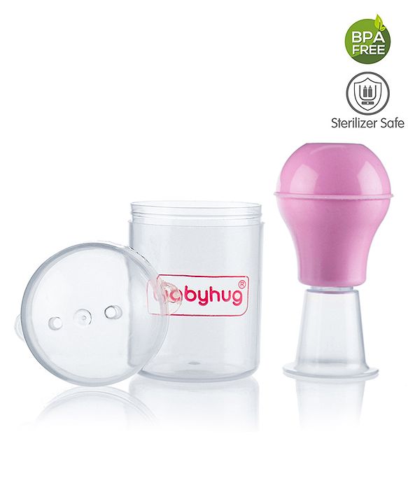 Babyhug Silicone Nipple Puller with Case - Pink| Corrects Flat and Concave Nipples| Hygienic Storage Case| BPA Free
