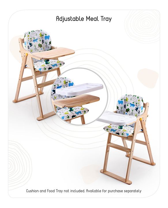 Babyhug Salvador Wooden Foldable Baby Dinning High Chair - Natural| No Assembly Required| Eco Friendly| Neutral Astetics