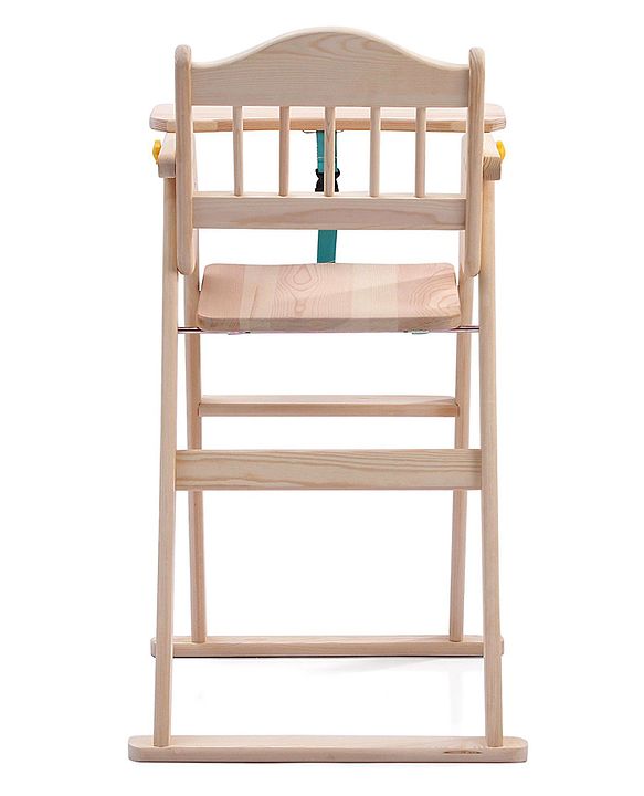 Babyhug Salvador Wooden Foldable Baby Dinning High Chair - Natural| No Assembly Required| Eco Friendly| Neutral Astetics