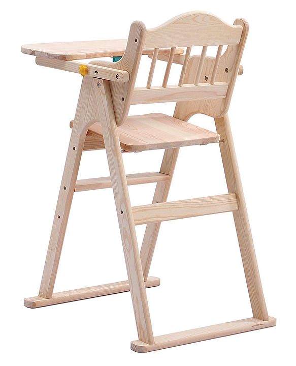 Babyhug Salvador Wooden Foldable Baby Dinning High Chair - Natural| No Assembly Required| Eco Friendly| Neutral Astetics