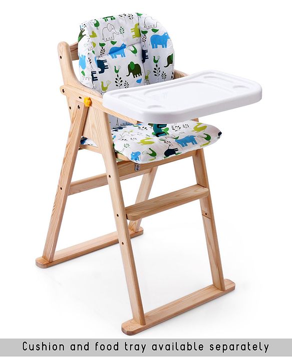 Babyhug Salvador Wooden Foldable Baby Dinning High Chair - Natural| No Assembly Required| Eco Friendly| Neutral Astetics