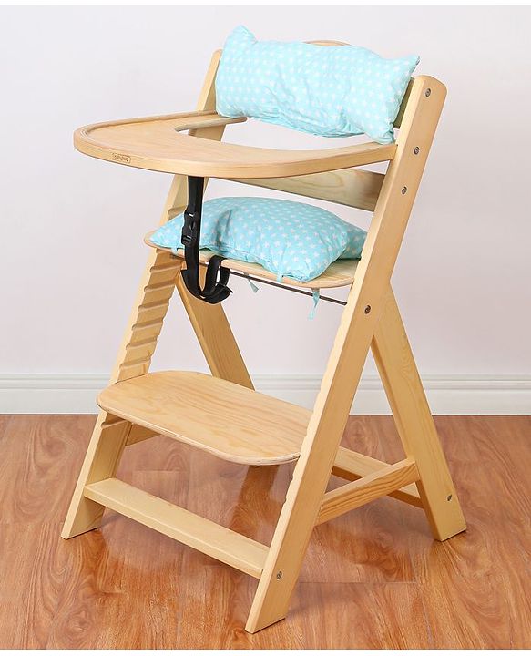 Babyhug Reine Wooden Dinning High Chair With Cushion - Natural