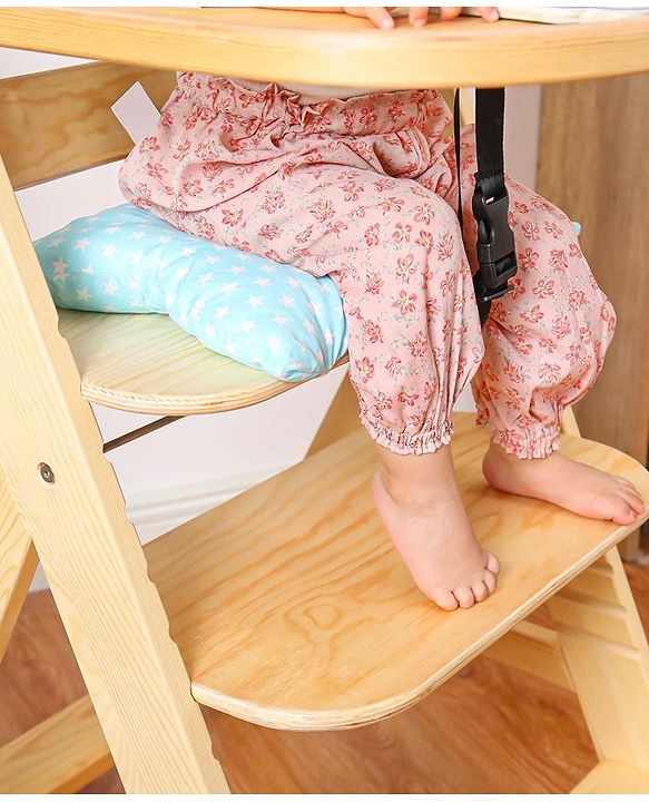 Babyhug Reine Wooden Dinning High Chair With Cushion - Natural