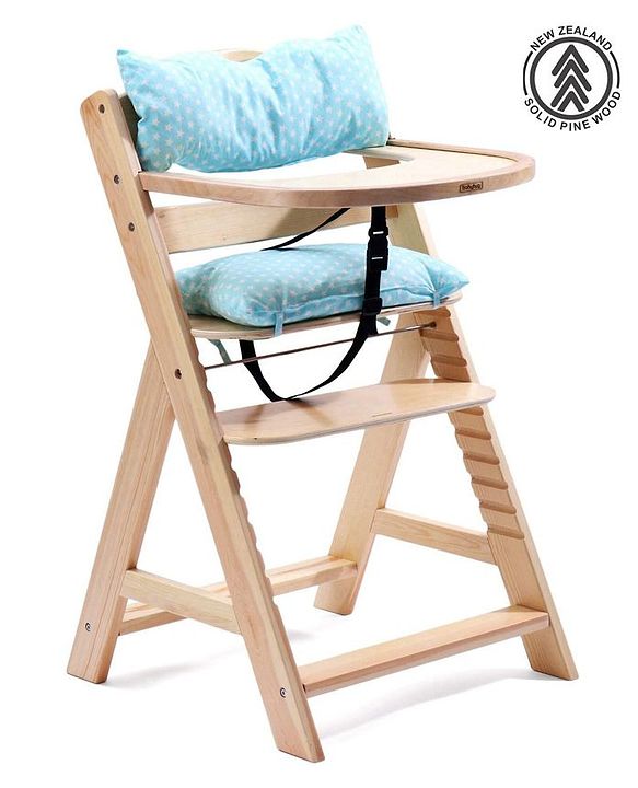Babyhug Reine Wooden Dinning High Chair With Cushion - Natural