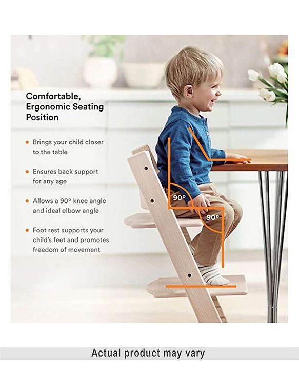 Babyhug Reine Wooden Dinning High Chair With Cushion - Natural