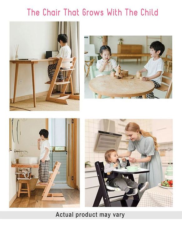 Babyhug Reine Wooden Dinning High Chair With Cushion - Natural