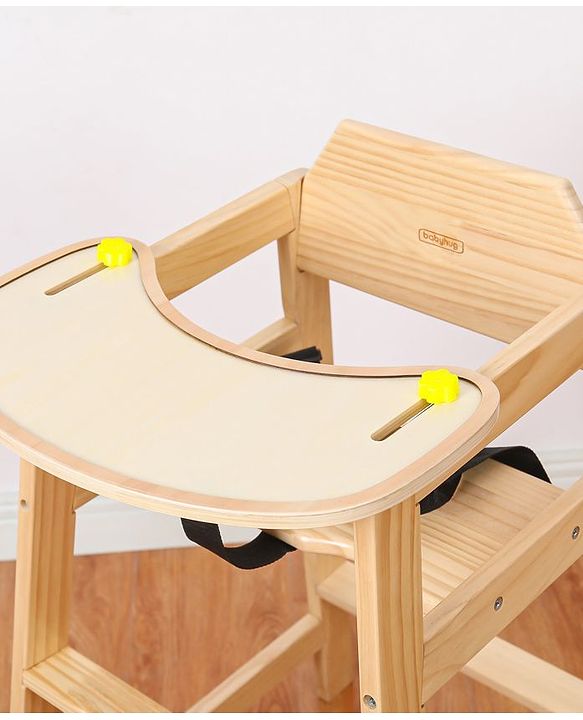Babyhug Montreal Modern Pine Wood High Chair - Brown| Adjustable Food Tray| Stable Design