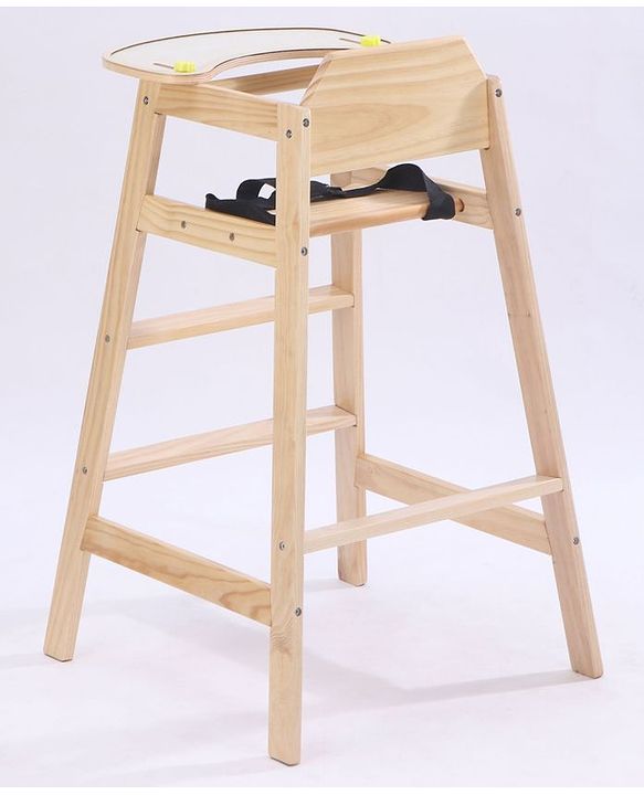 Babyhug Montreal Modern Pine Wood High Chair - Brown| Adjustable Food Tray| Stable Design