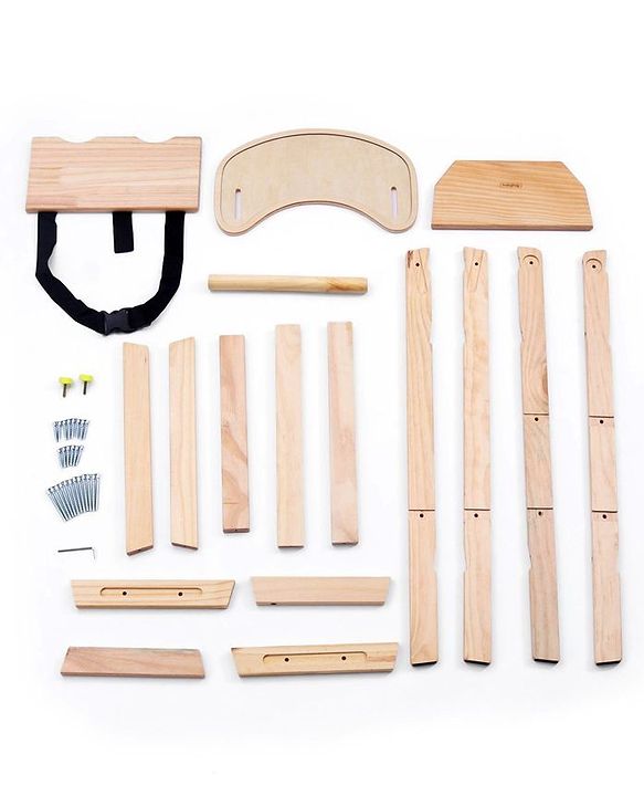 Babyhug Montreal Modern Pine Wood High Chair - Brown| Adjustable Food Tray| Stable Design